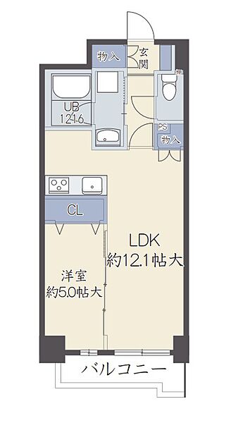 大阪府大阪市中央区船越町1丁目(賃貸マンション1LDK・5階・42.00㎡)の写真 その2