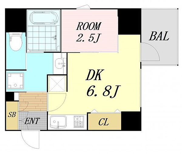 シーズンフラッツ新町 ｜大阪府大阪市西区新町3丁目(賃貸マンション1DK・6階・26.69㎡)の写真 その2