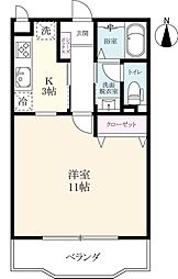 ハーモニーレジデンスI 3階1Kの間取り