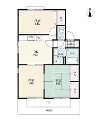 サンビレッジV 102 1階3DKの間取り