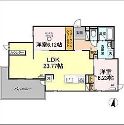 Grazio　A棟 2階2LDKの間取り