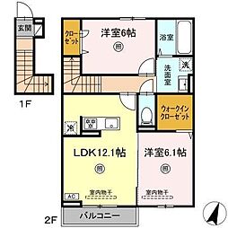 ベルクレージュ鍋島駅前 2階2LDKの間取り