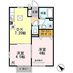 ジェネス南佐賀 2DKの間取図画像