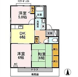メゾンドヴェール和幸B 3DKの間取図画像