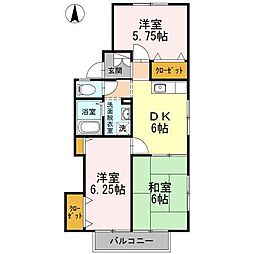 ハーモニーレディデンスC 3DKの間取図画像