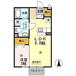 ジュネスOne神園A 1LDKの間取図画像