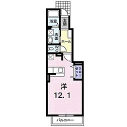 シティヒルズB 1Kの間取図画像