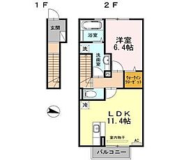 エスポワール福栄 1LDKの間取図画像