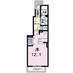シャンイリーデA ワンルームの間取図画像