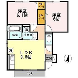 リヴェールA 2DKの間取図画像