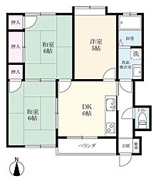 メゾンドール若楠 3DKの間取図画像