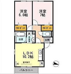 フルールシャトー巨勢 2LDKの間取図画像