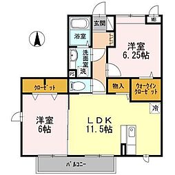 サンハウスB 2LDKの間取図画像