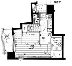 メインステージ日本橋箱崎2 1Kの間取図画像