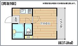 ドミール泉 1Kの間取図画像