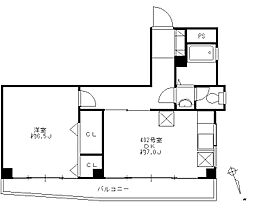 フラットE 4階1DKの間取り