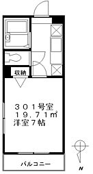 エクセル哲学堂 1Kの間取図画像