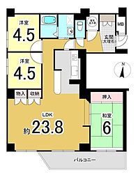 北12条パークマンション 3LDKの間取図画像