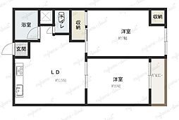 柚木ビル 2LDKの間取図画像