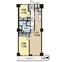 東村山スカイハイツ 2LDKの間取図画像