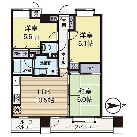 【間取図】新規リフォーム済み、63.4平米の3LDK。