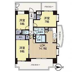 ヴィルヌーブ小手指 3LDKの間取図画像