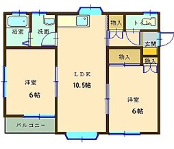 スズランハイツC 2LDKの間取図画像