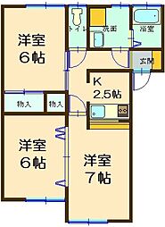 コンフォルトフミヤII 1階3Kの間取り