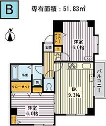 グリーンパーク住吉 2DKの間取図画像