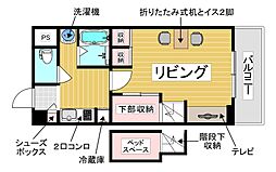 Osaka Metro御堂筋線 なかもず駅 徒歩3分の賃貸マンション 4階1Kの間取り