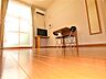 リビング/ダイニング：薄型テレビ・カーテン・折りたたみ式机・イス２脚完備の明るいお部屋です。