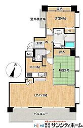 川口並木第2ローヤルコーポ 2LDKの間取図画像
