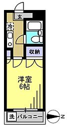 クレストドーセン 4階1Kの間取り