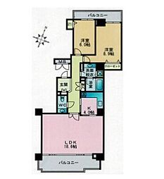 パークハウス多摩川南五番館 4階2LDKの間取り