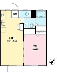 和光ハイツ 102 1階1LDKの間取り