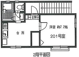 第6みゆきハイツ 2階1DKの間取り