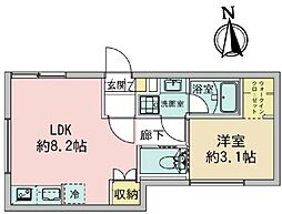 ＦｏｌｓＣｌａｓｓ東蒲田 2階1LDKの間取り
