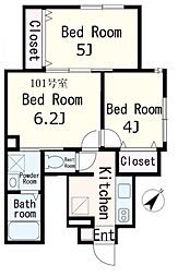 セブンパレス 1階3Kの間取り