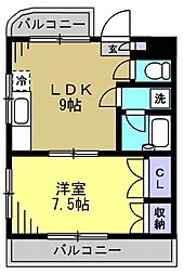 マツイチサンパレスNo.6 1LDKの間取図画像