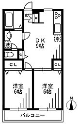 クレストオクト 2DKの間取図画像