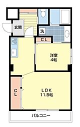 アンソレイエ古川橋 1LDKの間取図画像