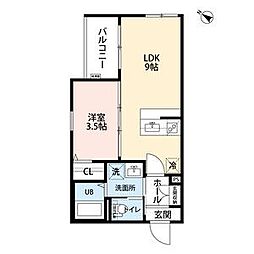 大阪市旭区太子橋1丁目アパート 1LDKの間取図画像