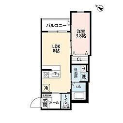 大阪市旭区太子橋1丁目アパート 1LDKの間取図画像