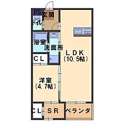 アエラス風 1LDKの間取図画像