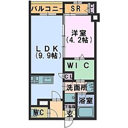 グランルージュ増泉 1LDKの間取図画像