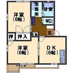 ハイムベーレ 2DKの間取図画像