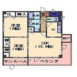 CityLight 2LDKの間取図画像