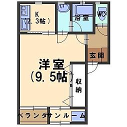 コモドシャレー 1Kの間取図画像