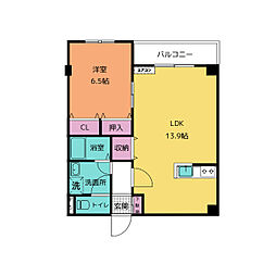シャルマンピエースA 1LDKの間取図画像