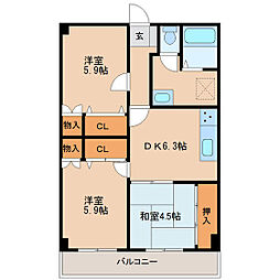 Green-Hill高城 3DKの間取図画像